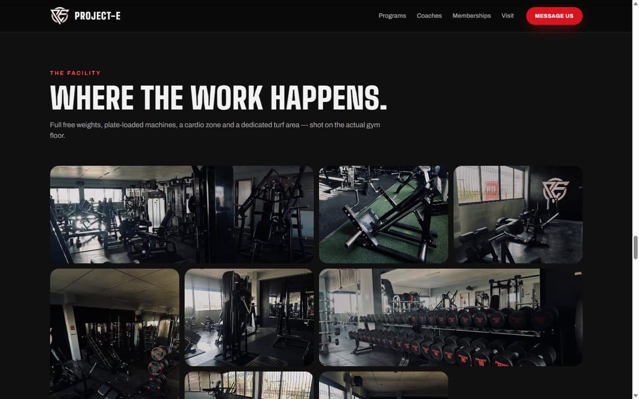 Project-E Fitness Gym website facility gallery